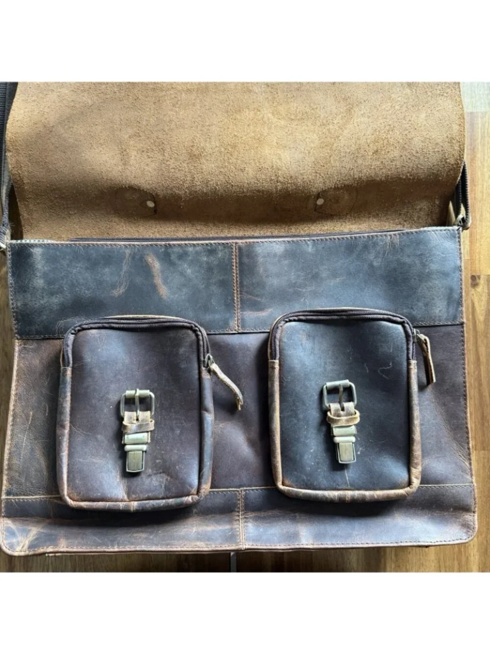 Denver‎ Leather Craft Potter Messenger Briefcase Bag Sz M Top Grain Buffalo NWOT